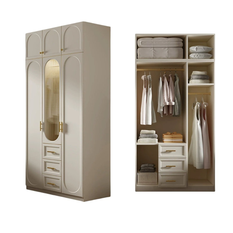 Classic Cream White Wardrobe, 102.36" H x 47.24" W x 21.65" D