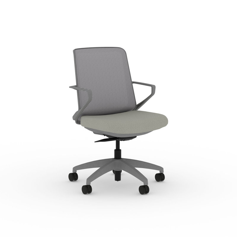 HON Cliq Task Office Chair, Weight-Activated Control, Fixed Arms, Titanium Frame, Frost, Frost, Titanium