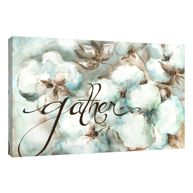 « coton bolls gather », impression sur toile tendue, H 16 po x l 24 po x P 1,5 po