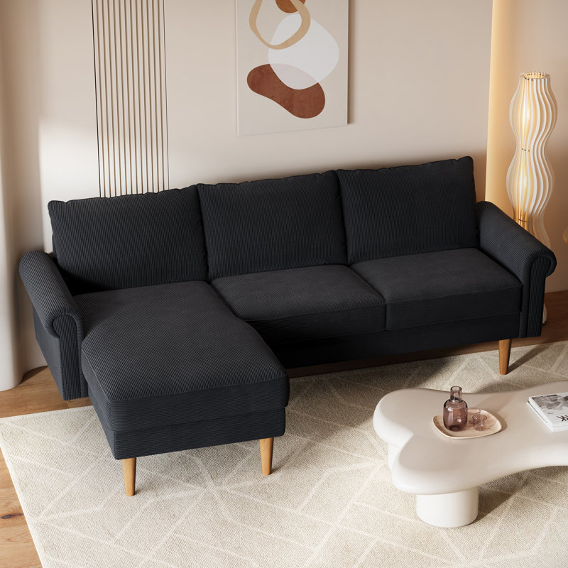 Advik 2 - Piece Upholstered Sectional, Black, Left Hand Facing