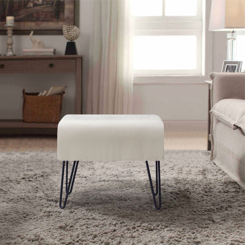 48.3cm Wide Rectangle Solid Colour Standard Ottoman, Angora Polyester