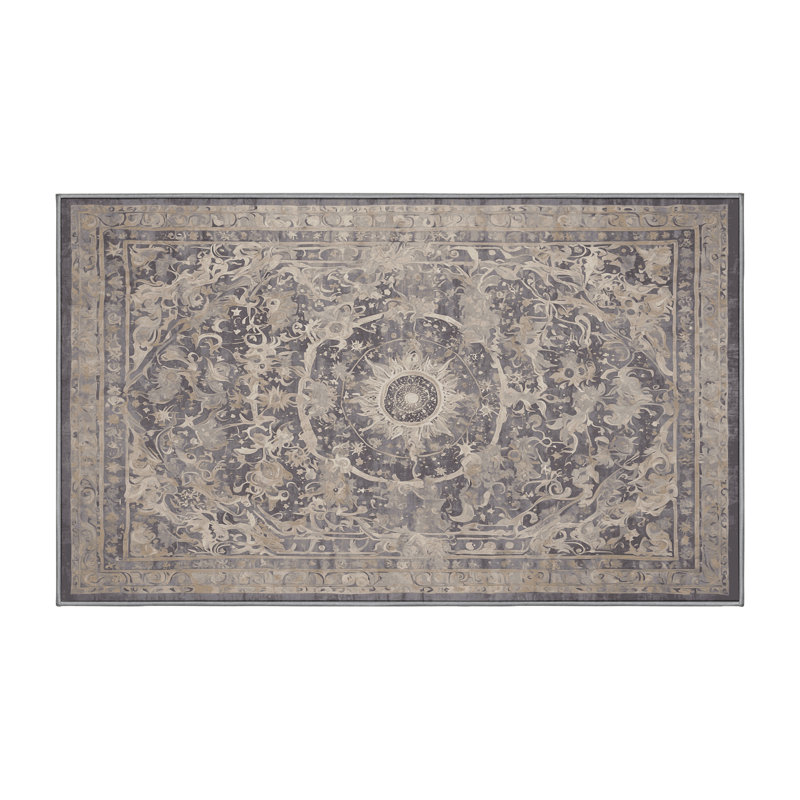Machine Washable Gray Area Rug, Runner 2' x 5'