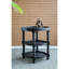 Table d'appoint en bois noir et pieds tournés avec motif à finition ronde et motif organique