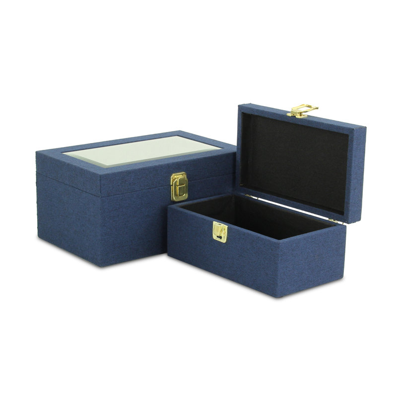 Ensemble de 2 boîtes décoratives Aiyanna, Bleu marine