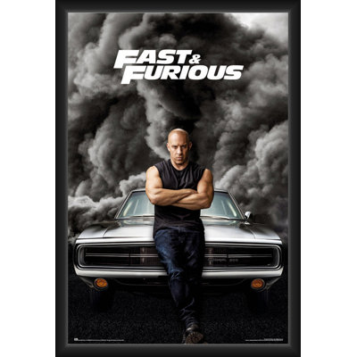 ACHETER DE L'ART POUR MOINS Sous licence officielle Fast & Furious - fumée - affiche d'art encadrée - 24 x 36 po - cadre en bois d'ingénierie robuste avec verre plexi - prêt à être accroché