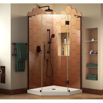 Cabine de douche rectangulaire à charnière 42 "x 74,75" avec base incluse DreamLine Prism Plus