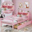 Lit simple taille rose avec coffre-fort et compartiments de rangement-1217828755