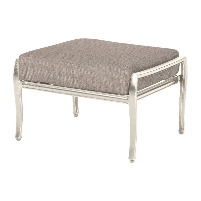 Edge Outdoor Ottoman, Cast Ash Sunbrella® Plainweave, Midnight Gold