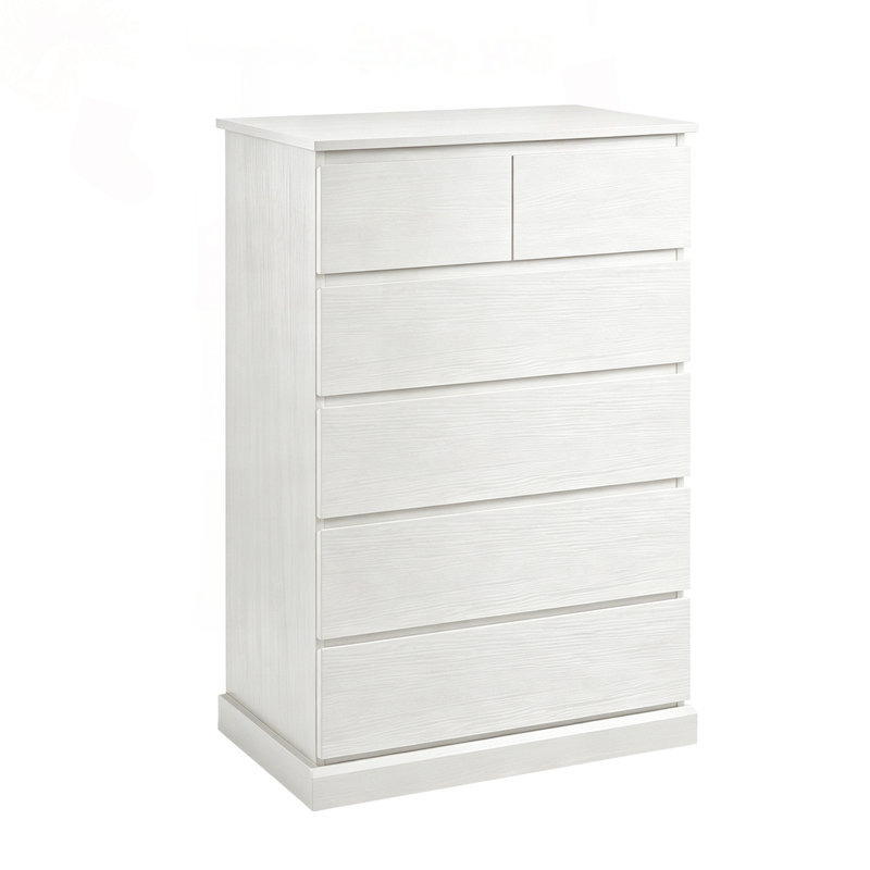 6-Drawer Tall Dresser with Concealed Handles, White
