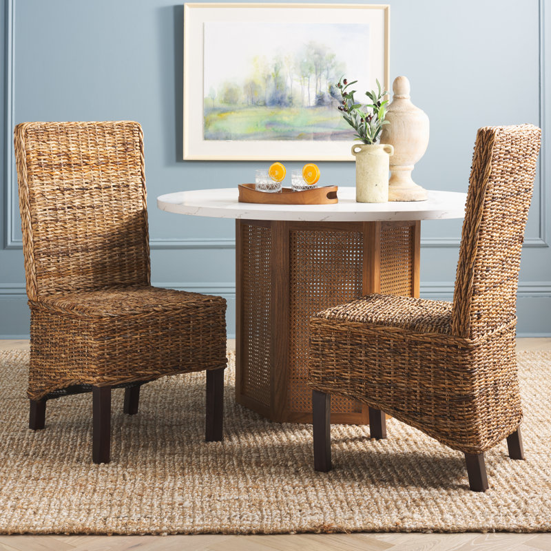 Dallon 19'' H Cane Back Side Chair, Banana Natural / Dark Brown