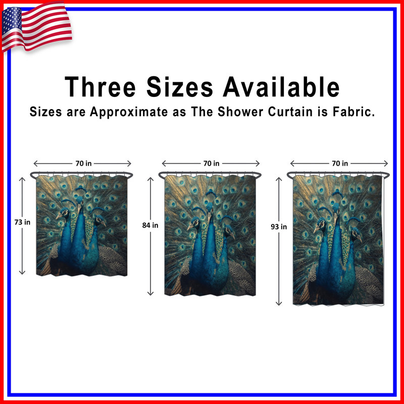 Trois rideaux de douche Three Peacocks, 70in W x 72in H