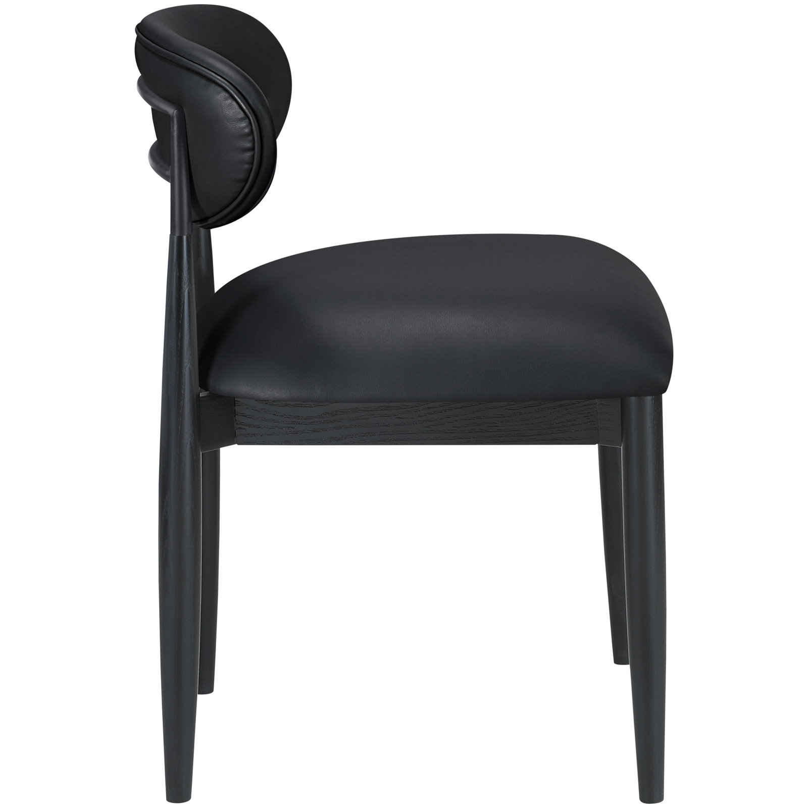 Eligah Vegan Leather Upholstered Dining Side Chair, Black, Stained Black / Powder Coated Black