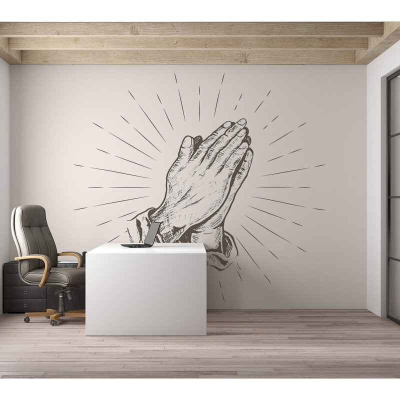 Murale pelez et collez de qualité supérieure - Mains priant, L 60 po x L 40 po