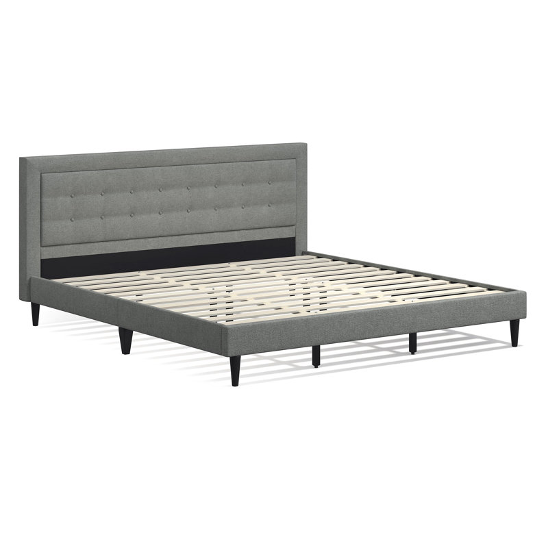 Ogrady Upholstered Platform Bed, King, Stone