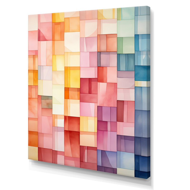 Hardedge Hardedge Pastel Symetry I - Hard Edge, peinture encadrée, art mural, H 20 po x l 12 po x P 1 po