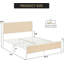 Structure de lit en rotin, tête de lit style bohème et lattes en acier robustes, lit plateforme en métal sans sommier-581390499