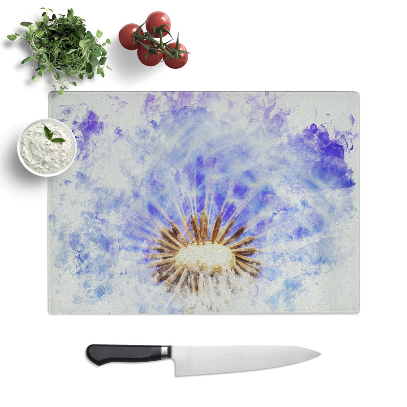 Tempered Glass Swirling Dandelion Seeds Chopping Board, 20 cm x 28.5 cm