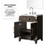 Meuble-lavabo simple en chêne brun 24 po x 18 po, comptoir en acrylique, 18 po Miroir, robinet 24 po x P 24 po, comptoir, 18 po