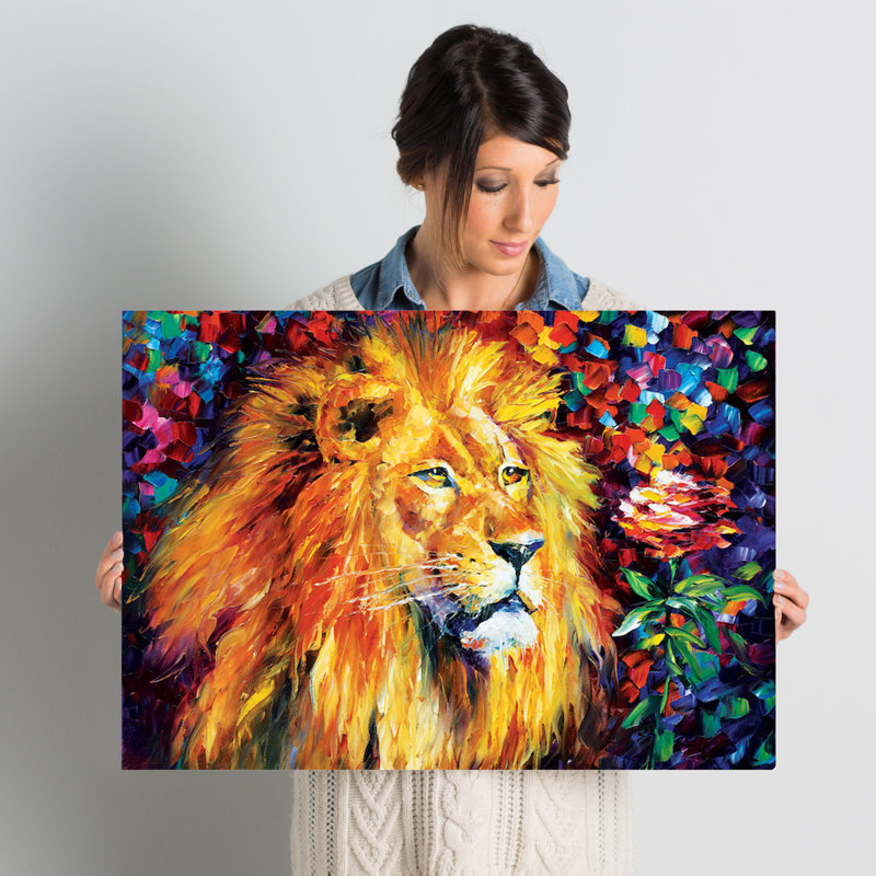 « lion »-impression sur toile tendue, H 18 po x l 26 po x P 1,5 po