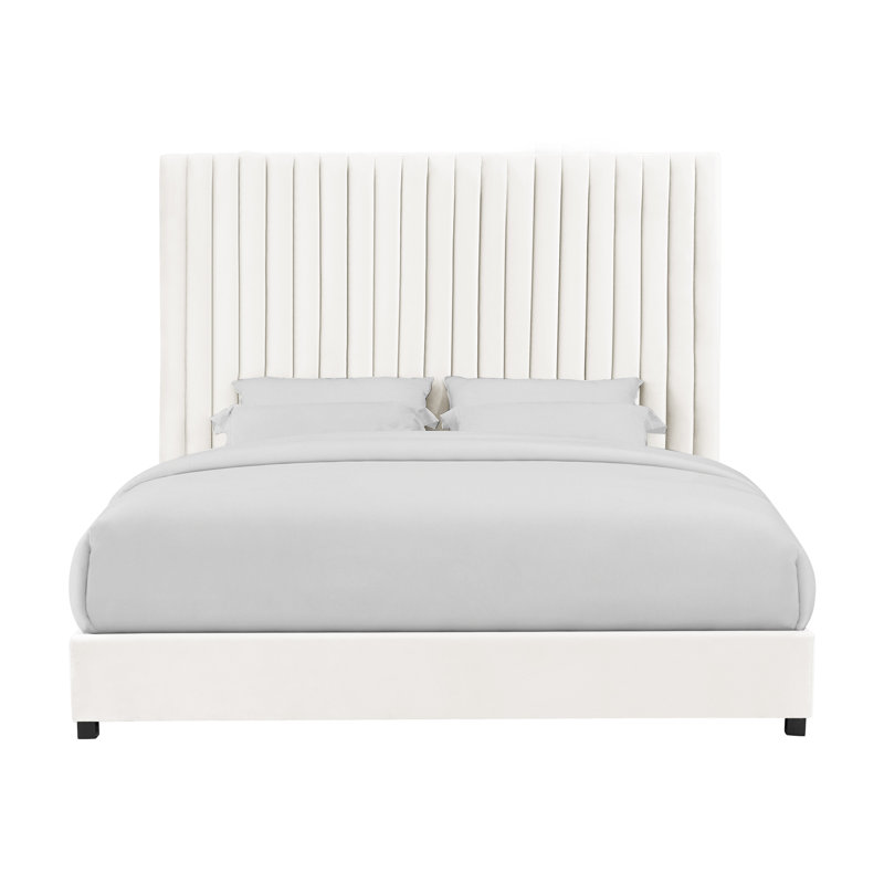 Arabelle White Velvet Bed In UK, Super King (6')