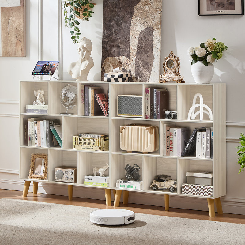 8 Cube Book Shelf,3 Tier Bookshelf With Legs, Modern Open Storage Organizer,Boho Bookcase,Display Cabinet Shelf Free Standing Bookshelves For Bedroom,Living Room,Office