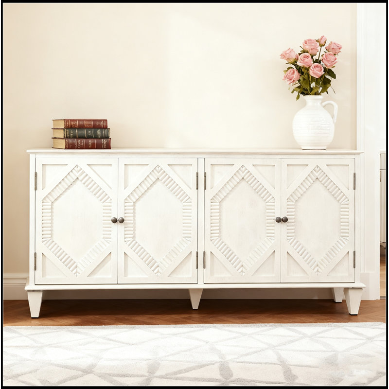 Armoire de rangement pour bar à vin 65,2 "avec rangement, barre de vin symétrique géométrique, grande console pour le salon / le vestibule / la cuisine