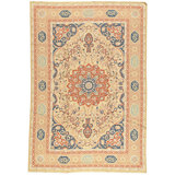 Hand Knotted Wool Area Rug in Gold And Blue