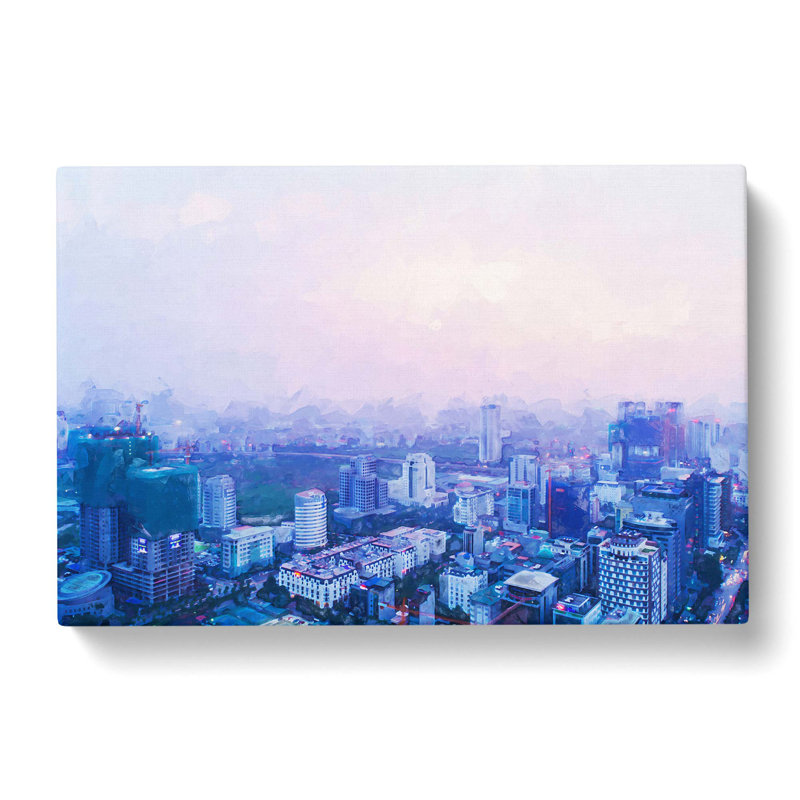 The Hanoi Skyline In Vietnam In Abstract - Wrapped Canvas Print, 60cm H x 91cm W x 3cm D