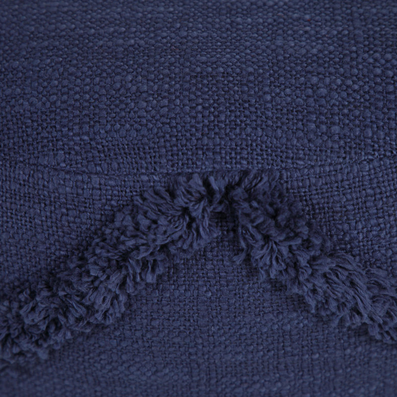 Ridgely Casual Handmade Tufted Cotton Round Upholstered Ottoman Pouf, Small, Navy