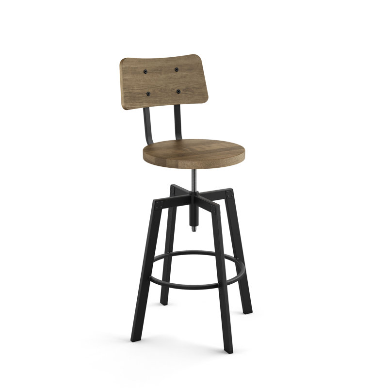 Tabouret pivotant en bois massif Buth, Naturel