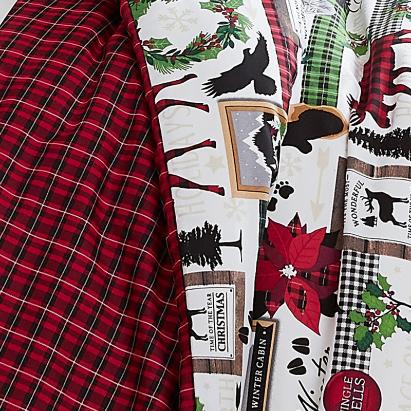 Merrytown Christmas Oversized Reversible Holiday Bedding Down Alternative Comforter Set with shams