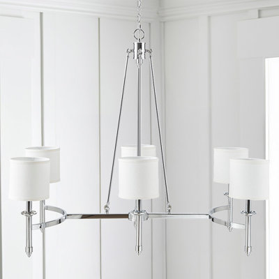 6-light Chandelier with Fabric Drum Shades Chrome See below