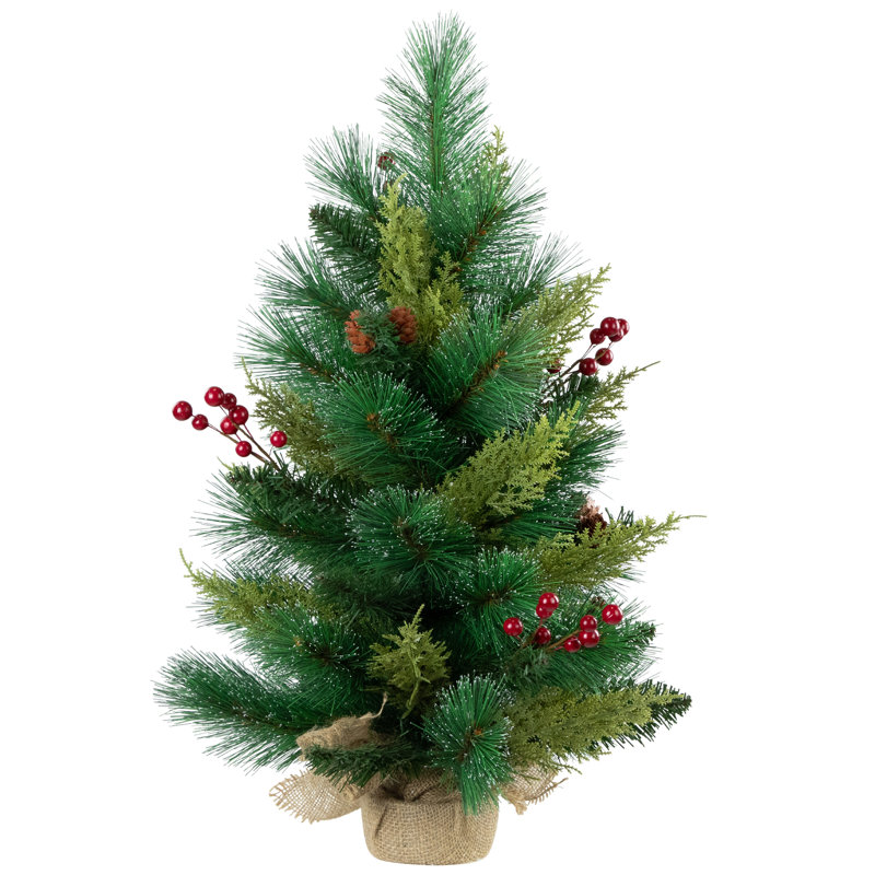Mini-arbre de Noël artificiel épinette pin et aiguille de pin - 25 po - non éclairé