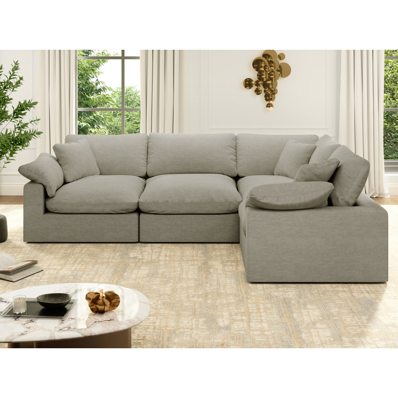 Canapé en tissu Hidehisa, H 25,2 po x l 110,8 po x P 64,9 po, 4, Light Grey