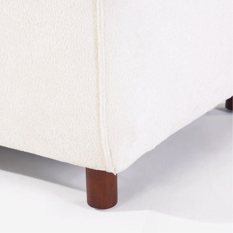 Causeuse en tissu 49 po Beige Boucle - coussin éponge 25D, pieds brun clair, canapé moderne pour le salon