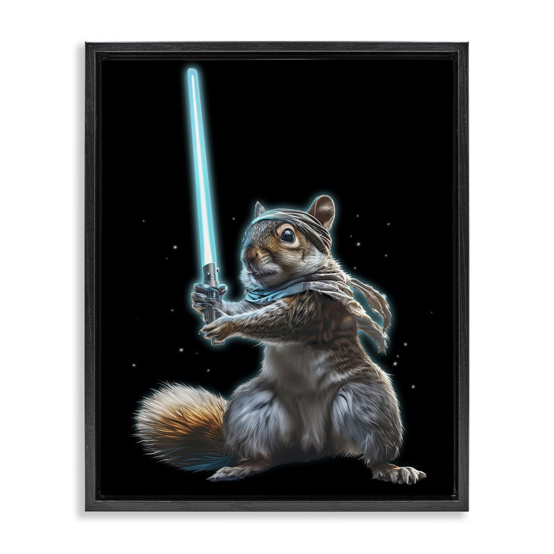 Cadre flottant Feel The Force Squirrel, design par Jim Baldwin, Cadre flottant noir de jais, H 21 po x l 17 po