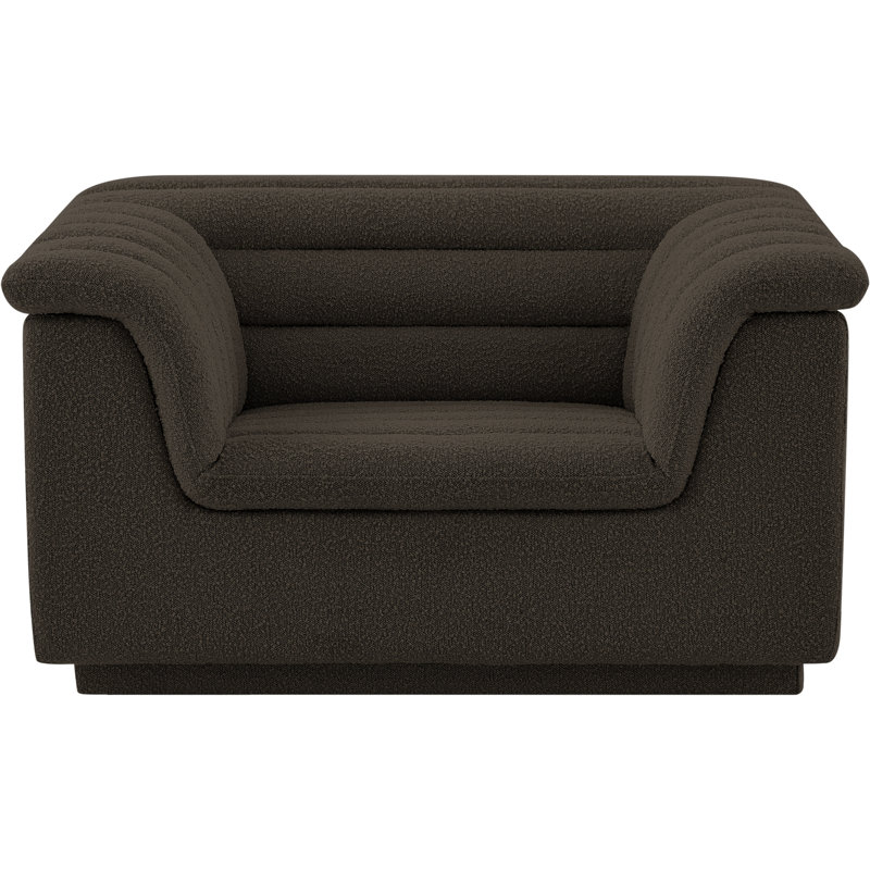 Honorio 50" W Boucle Fabric Chair, Brown Boucle Fabric