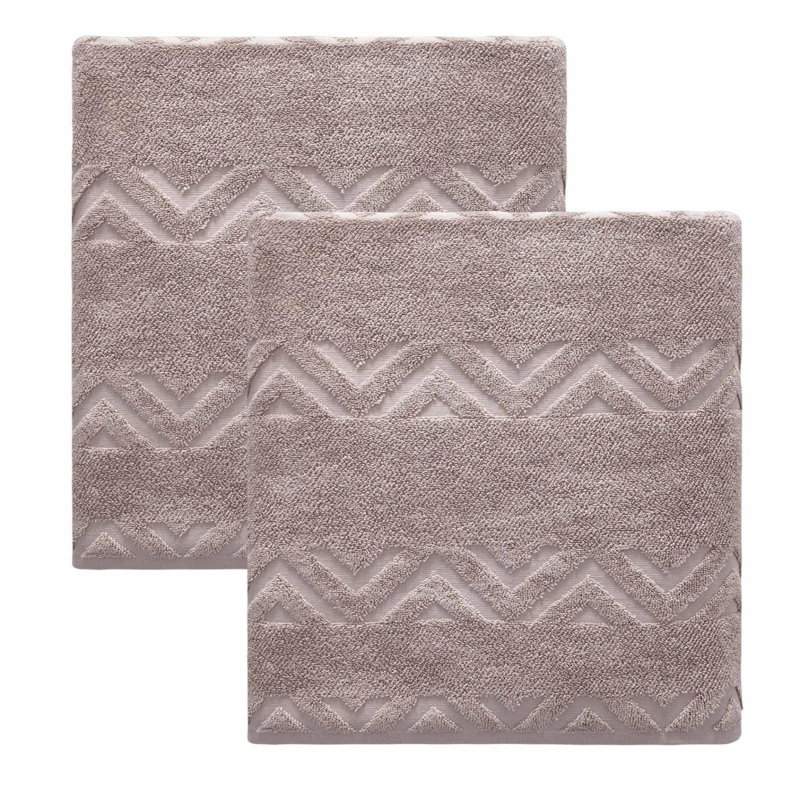 Ensemble de deux serviettes de bain en coton turc géométrique brun 54 po x 27 po, Brown