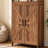 Freestanding Farmhouse Bookshelf with Doors & Adjustable Shelves for Living Room, Study, Bedroom and Bathroom-138908545