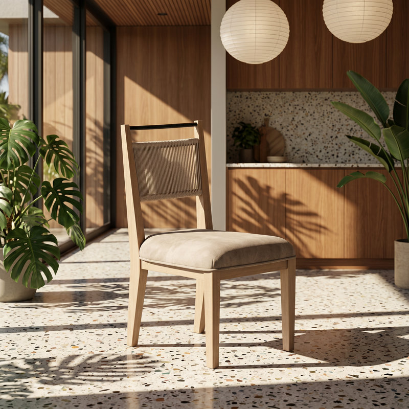 Chaise de salle à manger en placage de chêne massif l 19,75 po x P 24,5 po x H 36 po Tamel (ensemble de 2)