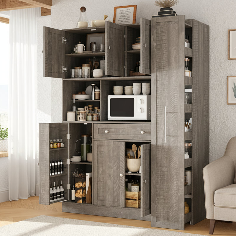 Armoire de rangement pour garde-manger autoportante Zorindale, Brown