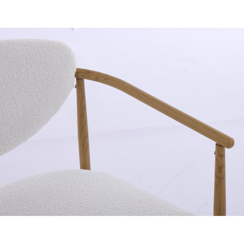 Chaise de salle à manger - Structure en fer avec imprimé de transfert d'eau à grain de bois, rembourrage en mousse souple