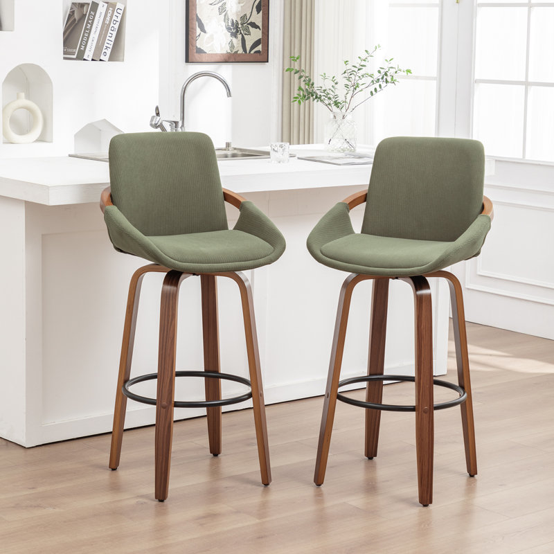 Swivel Upholstered Counter Stool, Green, Counter Stool (63.5cm Seat Height)