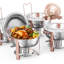 5 Qt 4 Pack Round Chafing Dish Buffet Set Fullsize Pan Stainless Steel Rose Gold