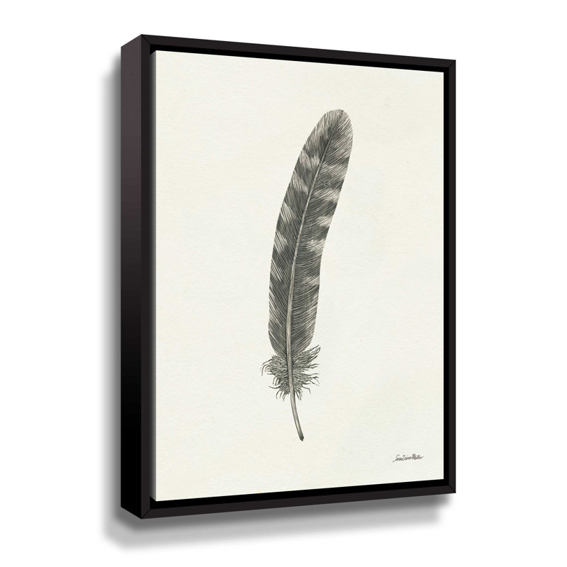 " Springtime Feather I ", Black Floater Framed, 14" H x 18" W x 2" D