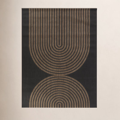 Sophia Black Brown Flatweave Geometric Rug