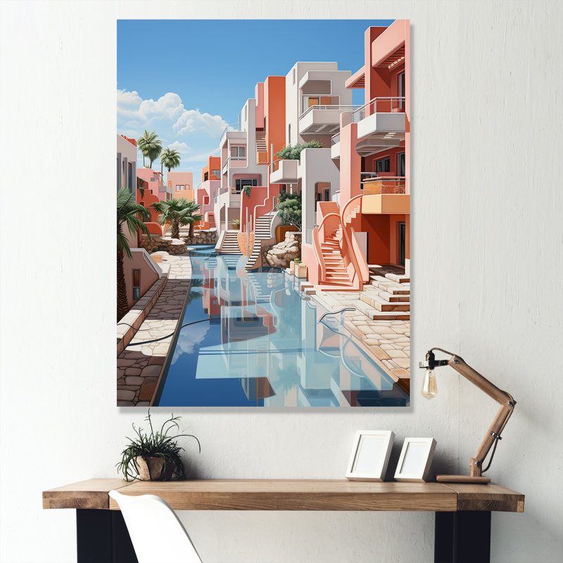 Ensembles décoratifs Sunny Hotel Lodges - Bâtiments et paysages urbains, Toile tendue, H 44 po x l 34 po x P 1,5 po