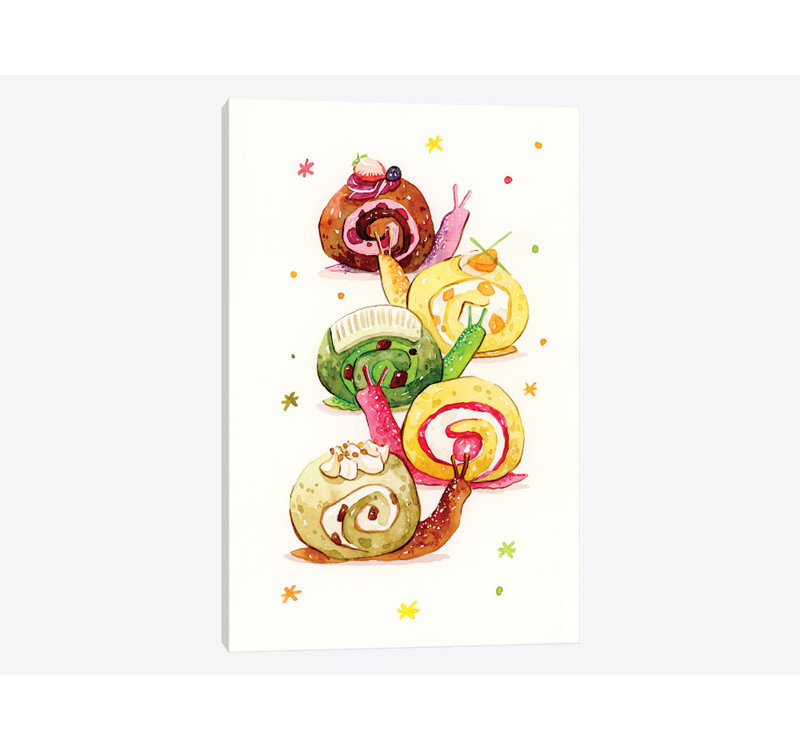 « escargot gâteau », reproduction sur toile, H 18 po x l 12 po x P 1,5 po, Toile tendue, Pas de tapis