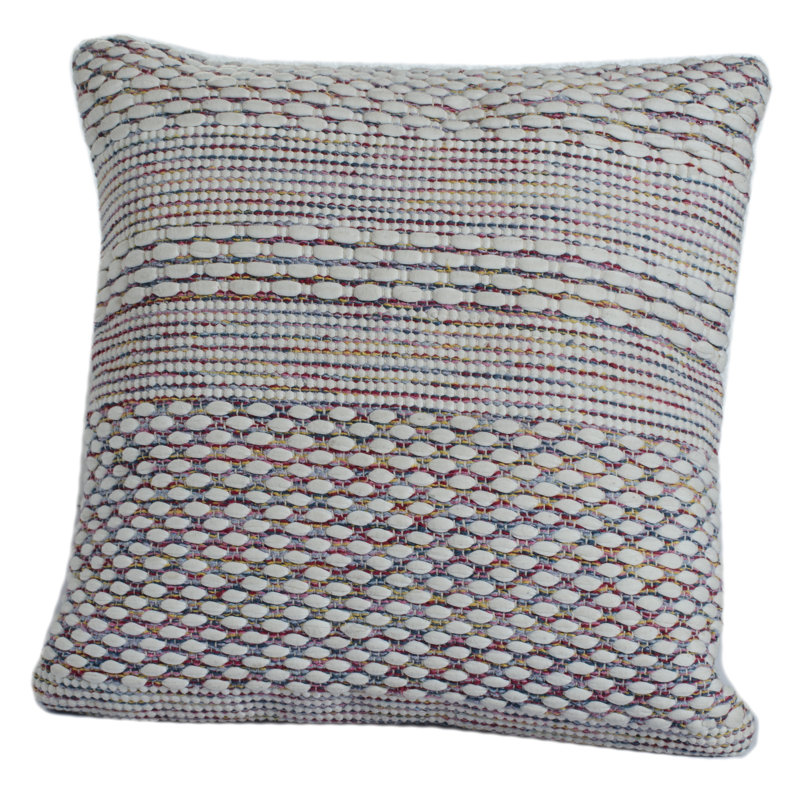 Multicolored Textured Motif Striped Square Throw Pillow, 20"