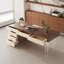Bureau en métal et acrylique de 63 po avec rangement, poste de travail d'ordinateur de direction moderne-1491781386